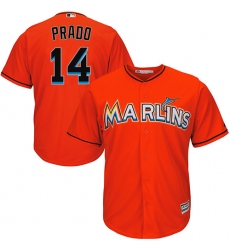 Men's Majestic Miami Marlins #14 Martin Prado Replica Orange Alternate 1 Cool Base MLB Jersey