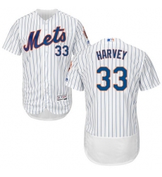 Men's Majestic New York Mets #33 Matt Harvey White Home Flex Base Authentic Collection MLB Jersey