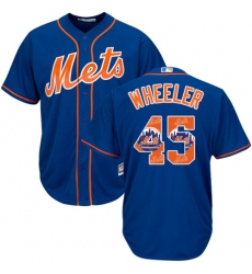 Men's Majestic New York Mets #45 Zack Wheeler Authentic Royal Blue Team Logo Fashion Cool Base MLB Jersey