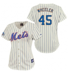 Women's Majestic New York Mets #45 Zack Wheeler Authentic Cream/Blue Strip MLB Jersey