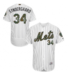 Men's Majestic New York Mets #34 Noah Syndergaard Authentic White 2016 Memorial Day Fashion Flex Base MLB Jersey