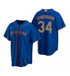 Men's Nike New York Mets #34 Noah Syndergaard Royal Alternate Road Stitched Baseball Jersey