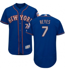Men's Majestic New York Mets #7 Jose Reyes Royal/Gray Flexbase Authentic Collection MLB Jersey