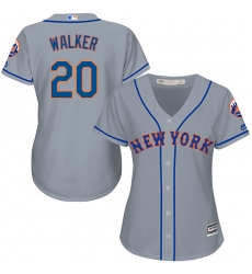 Women's Majestic New York Mets #20 Neil Walker Replica Grey Road Cool Base MLB Jersey