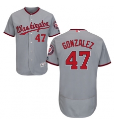 Men's Majestic Washington Nationals #47 Gio Gonzalez Grey Road Flex Base Authentic Collection MLB Jersey