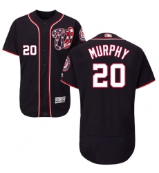 Men's Majestic Washington Nationals #20 Daniel Murphy Navy Blue Alternate Flex Base Authentic Collection MLB Jersey