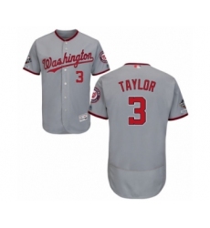 Men's Washington Nationals #3 Michael Taylor Grey Road Flex Base Authentic Collection 2019 World Series Champions Baseball Jersey