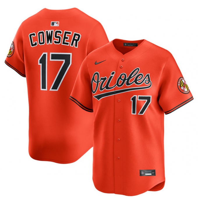 Men's Baltimore Orioles #17 Colton Cowser Orange 2025 2nd Alternate Limited Stitched Baseball Jersey