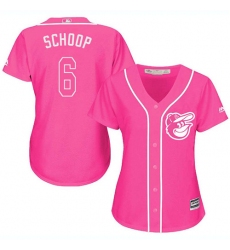 Women's Majestic Baltimore Orioles #6 Jonathan Schoop Replica Pink Fashion Cool Base MLB Jersey
