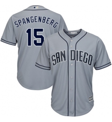 Men's Majestic San Diego Padres #15 Cory Spangenberg Replica Grey Road Cool Base MLB Jersey