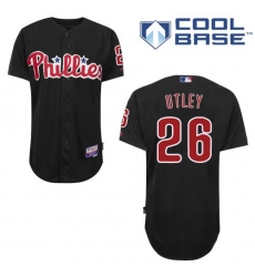 Men's Majestic Philadelphia Phillies #26 Chase Utley Authentic Black Cool Base MLB Jersey