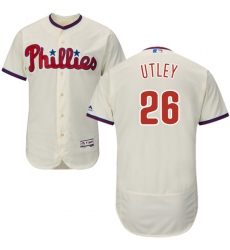 Men's Majestic Philadelphia Phillies #26 Chase Utley Cream Alternate Flex Base Authentic Collection MLB Jersey
