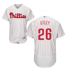Men's Majestic Philadelphia Phillies #26 Chase Utley White Home Flex Base Authentic Collection MLB Jersey