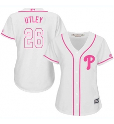 Women's Majestic Philadelphia Phillies #26 Chase Utley Authentic White Fashion Cool Base MLB Jersey