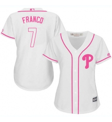 Women's Majestic Philadelphia Phillies #7 Maikel Franco Authentic White Fashion Cool Base MLB Jersey