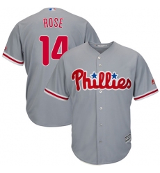 Men's Majestic Philadelphia Phillies #14 Pete Rose Replica Grey Road Cool Base MLB Jersey