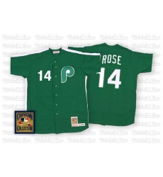 Men's Mitchell and Ness Philadelphia Phillies #14 Pete Rose Authentic Green Throwback MLB Jersey
