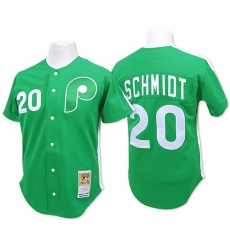 Men's Mitchell and Ness Philadelphia Phillies #20 Mike Schmidt Authentic Green Throwback MLB Jersey
