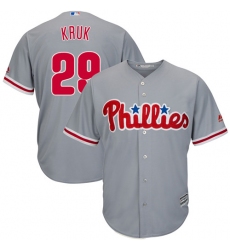 Youth Majestic Philadelphia Phillies #29 John Kruk Replica Grey Road Cool Base MLB Jersey