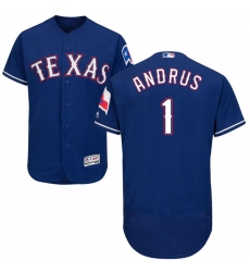 Men's Majestic Texas Rangers #1 Elvis Andrus Royal Blue Alternate Flex Base Authentic Collection MLB Jersey