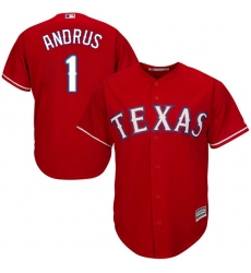Youth Majestic Texas Rangers #1 Elvis Andrus Authentic Red Alternate Cool Base MLB Jersey