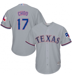 Youth Majestic Texas Rangers #17 Shin-Soo Choo Replica Grey Road Cool Base MLB Jersey