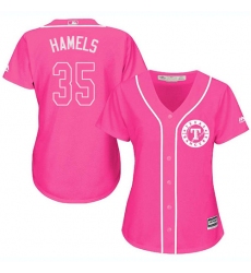 Women's Majestic Texas Rangers #35 Cole Hamels Authentic Pink Fashion Cool Base MLB Jersey