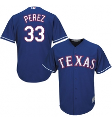 Men's Majestic Texas Rangers #33 Martin Perez Replica Royal Blue Alternate 2 Cool Base MLB Jersey