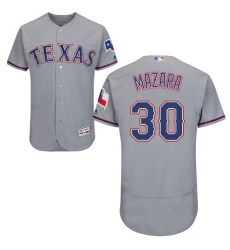 Men's Majestic Texas Rangers #30 Nomar Mazara Grey Road Flex Base Authentic Collection MLB Jersey