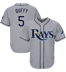 Youth Majestic Tampa Bay Rays #5 Matt Duffy Authentic Grey Road Cool Base MLB Jersey