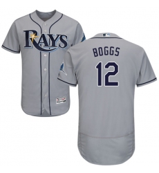 Men's Majestic Tampa Bay Rays #12 Wade Boggs Grey Road Flex Base Authentic Collection MLB Jersey