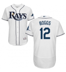 Men's Majestic Tampa Bay Rays #12 Wade Boggs Home White Flexbase Authentic Collection MLB Jersey