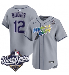 Men's Tampa Bay Rays #12 Wade Boggs Grey 2026 World Series Limited Stitched Baseball Jersey