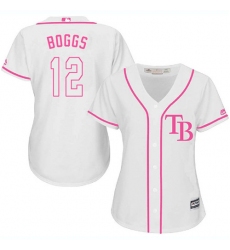 Women's Majestic Tampa Bay Rays #12 Wade Boggs Authentic White Fashion Cool Base MLB Jersey