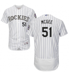 Men's Majestic Colorado Rockies #51 Jake McGee White Home Flex Base Authentic Collection MLB Jersey