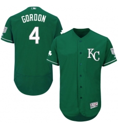Men's Majestic Kansas City Royals #4 Alex Gordon Green Celtic Flexbase Authentic Collection MLB Jersey