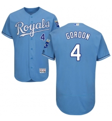 Men's Majestic Kansas City Royals #4 Alex Gordon Light Blue Alternate Flex Base Authentic Collection MLB Jersey