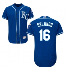 Men's Majestic Kansas City Royals #16 Paulo Orlando Royal Blue Alternate Flex Base Authentic Collection MLB Jersey