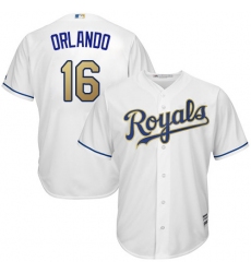 Youth Majestic Kansas City Royals #16 Paulo Orlando Authentic White Home Cool Base MLB Jersey