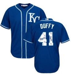 Men's Majestic Kansas City Royals #41 Danny Duffy Blue Authentic Blue Team Logo Fashion Cool Base MLB Jersey