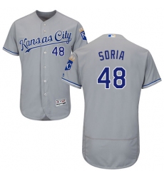 Men's Majestic Kansas City Royals #48 Joakim Soria Grey Road Flex Base Authentic Collection MLB Jersey