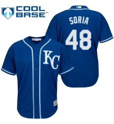 Youth Majestic Kansas City Royals #48 Joakim Soria Authentic Blue Alternate 2 Cool Base MLB Jersey