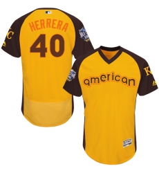 Men's Majestic Kansas City Royals #40 Kelvin Herrera Yellow 2016 All-Star American League BP Authentic Collection Flex Base MLB Jersey