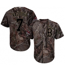 Youth Majestic Boston Red Sox #7 Christian Vazquez Authentic Camo Realtree Collection Flex Base 2018 World Series Champions MLB Jersey