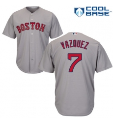 Youth Majestic Boston Red Sox #7 Christian Vazquez Authentic Grey Road Cool Base MLB Jersey