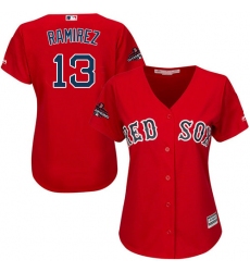 Women's Majestic Boston Red Sox #13 Hanley Ramirez Authentic Red Alternate Home 2018 World Series Champions MLB Jersey