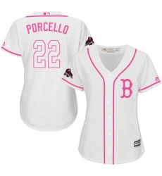 Women's Majestic Boston Red Sox #22 Rick Porcello Authentic White Fashion 2018 World Series Champions MLB Jersey