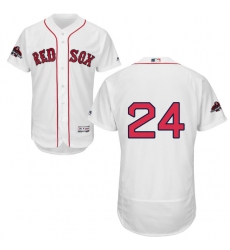 Men's Majestic Boston Red Sox #24 David Price White Home Flex Base Authentic Collection 2018 World Series Champions MLB Jersey