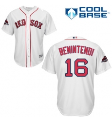 Youth Majestic Boston Red Sox #16 Andrew Benintendi Authentic White Home Cool Base 2018 World Series Champions MLB Jersey