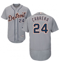 Men's Majestic Detroit Tigers #24 Miguel Cabrera Grey Road Flex Base Authentic Collection MLB Jersey